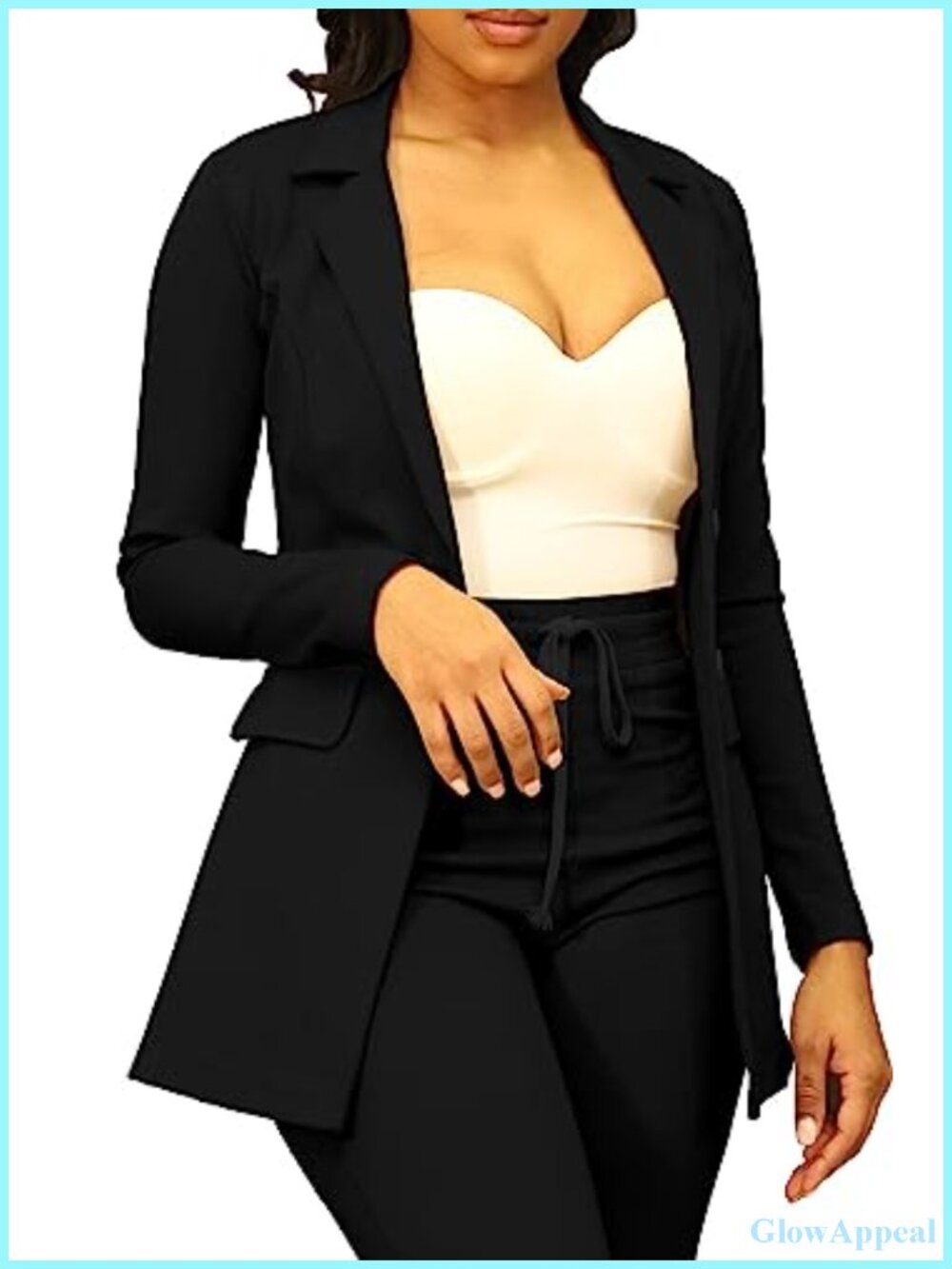 Women Long Sleeve Blazer Notch Lapel Single Breasted Business Jacket